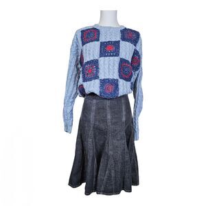 Vintage Metro & Gray Denim Fit & Flare Skirt Size 12